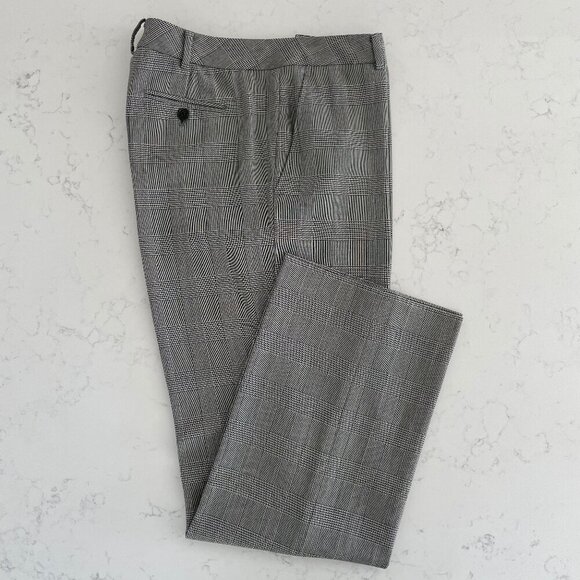 Brooks Brothers Petite Glen Check Lined Straight Leg Wool Pants Blk Wht Sz 12P - Picture 1 of 10